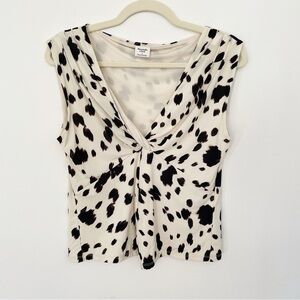 Abercrombie and Fitch Women’s Stretchy Blouse Cow Print V Neck Twist Going Out S